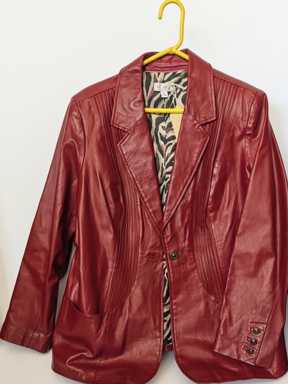 Denim&Co Deep Red Leather Blazer Jacket